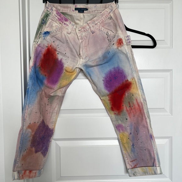 Ralph Lauren Pants - Ralph Lauren Women’s Slim Cargo Pants with Multicolor Paint Splatters